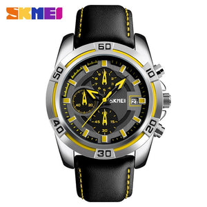 SKMEI Fashion Watch Men Leather Top Luxury Military Quartz Wristwatches Waterproof Outdoor Sports Watches Relogio Masculino 9156