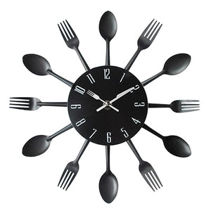 Cutlery Metal Kitchen Wall Clock Spoon Fork Creative Quartz Wall Mounted Clocks Modern Design Decorative Horloge Murale Hot Sale