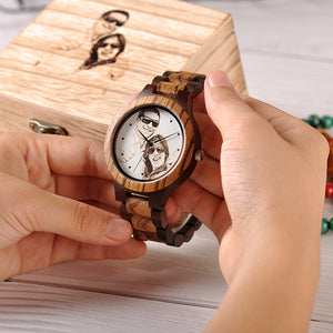Bamboe Hout Horloge Met Eigen Foto