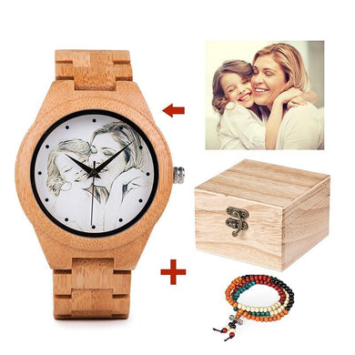 Bamboo Hout Horloge Met Laser Print
