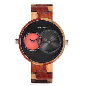 relogio masculino BOBO BIRD Watch Men 2 Time Zone Wooden Quartz Watches Women Design Men's Gift Wristwatches In Wooden Box W-R10