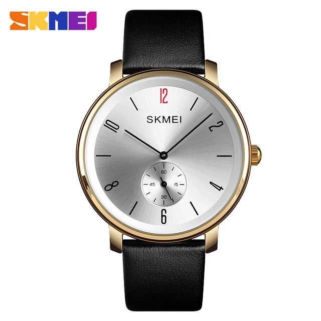 SKMEI Fashion Couple Quartz Watch Casual Ladies Men Watch 30M Waterproof Luxury Leather Strap Wristwatch Relogio Feminino 1398