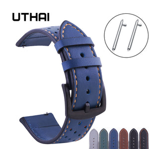 UTHAI P10 20mm Watch Strap Classic Calf Leather 22mm Watch Band With Leather Watch Strap Switch ear Watchbands Free shipping