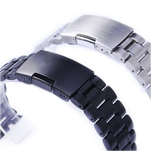 Metalen Horlogeband Zwart Silver 22mm
