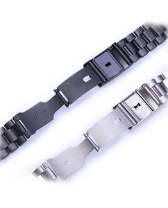 Metalen Horlogeband Zwart Silver 22mm